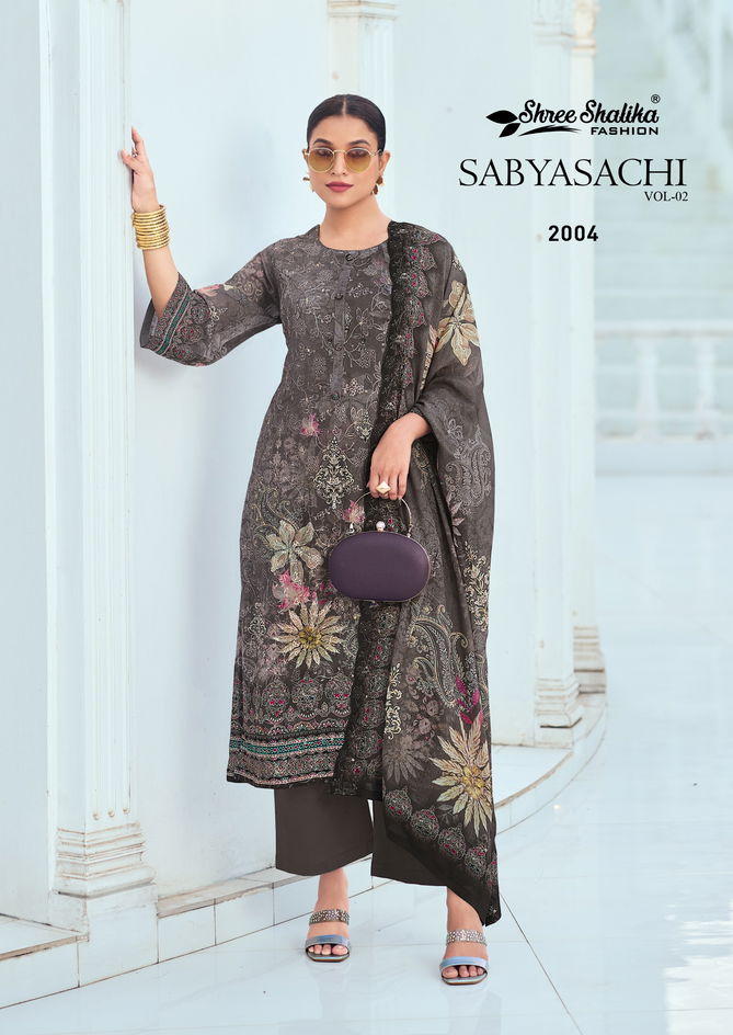 Sabyasachi Vol 2 By Shree Shalika Georgette Printed Embroidery Dress Material Wholesalers In Delhi